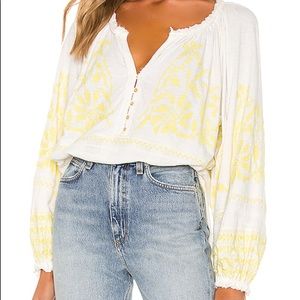 Free People White and Yellow Persuasion Top